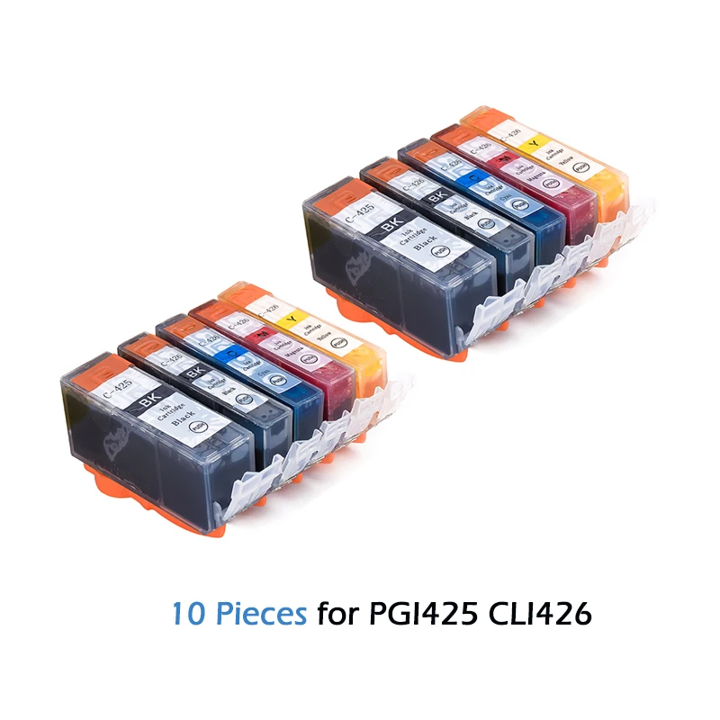 10 шт. PGI 425 CLI426 чернильный картридж с чипом для Canon PIXMA Ip4840 Ip4940 Mg5240 Mg5140 Mg5340 Mx884 Mx714 Mx894