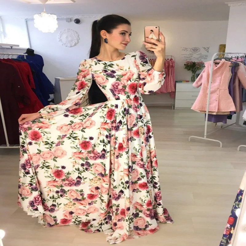 

New Women Summer Floral Dress Boho Long Maxi Evening Party Wedding Beach Dress Printed Long Dress