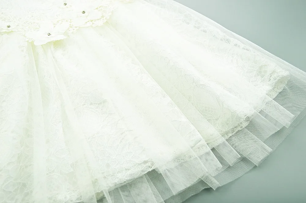 Cielarko/платье для маленьких девочек; кружевные вечерние платья принцессы на крестины; Белые Платья с цветочным рисунком для малышей; свадебная одежда для маленьких девочек