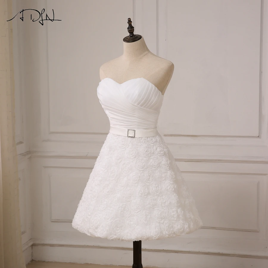 Sweetheart Knee Length A-line Lace Little White Short Wedding Dress in Wedding dresses