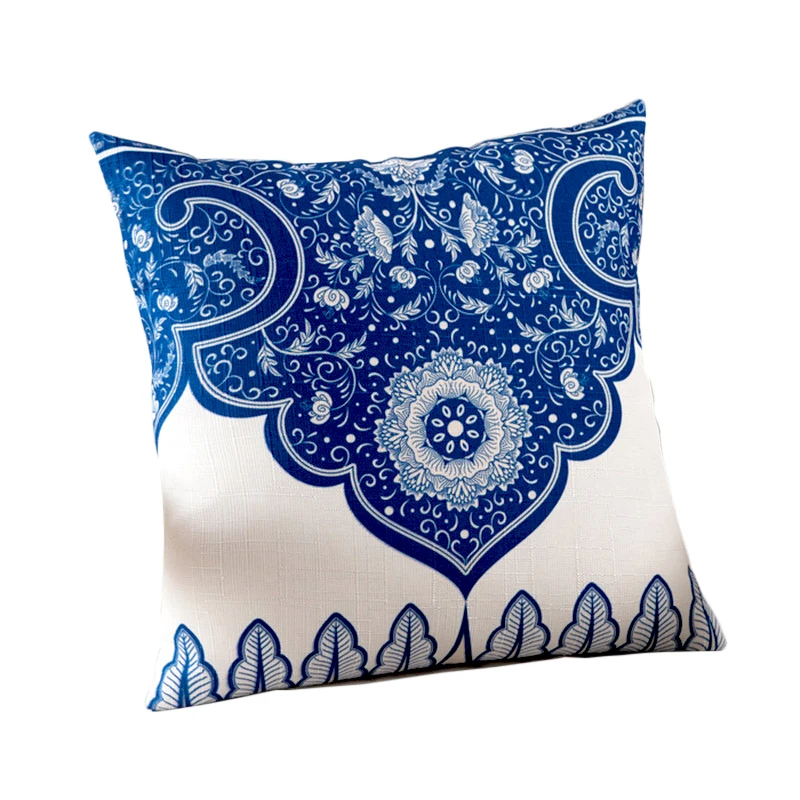 RUBIHOME Blue Chinese Decorative Throw Pillows Cushions for Marry Wedding Celebration Polyester Sofa Home Decor