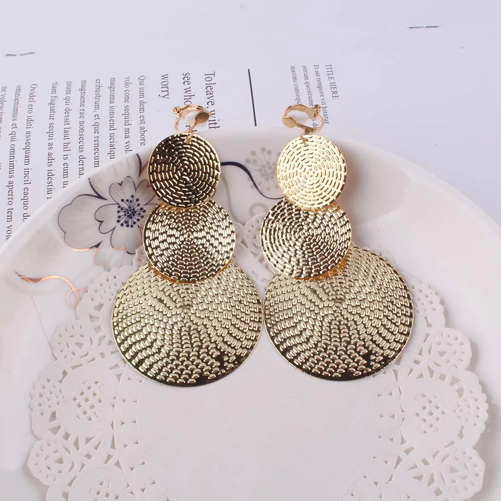 JIOFREE Long Metal Clip on Earrings For Women Vintage Earrings Without Piercing Ear Clip ear clip earrings clip earrings ear clip ear accessories