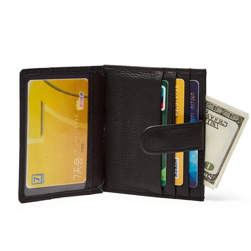 Genuine Leather Bank Card Case Mini Card Wallet Men Business ID Credit Card Holder Cards Pack ...