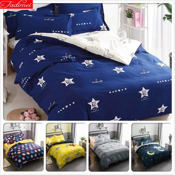 

3/4 pcs Bedding Set Kids Soft Cotton Bedlinen 150x200 180x220 200x230 220x240 Bed Linens Single Twin Queen King Size Duvet Cover