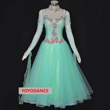 100% New Competition Slik organza ballroom Standard dance dress,juvenile Standard Waltz Tango Smooth Latin Ballroom Competition