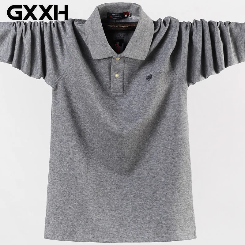 

4XL 5XL Big Size Male Polo Shirts Quick Dry 100% Cotton Autumn Winter Big and Tall Mens Brand Clothing Red Gray Green Black Blue