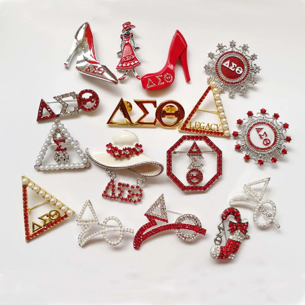 

1PC Drop Shopping Various Delta Sigma Theta Crystal Brooch DST lable pin