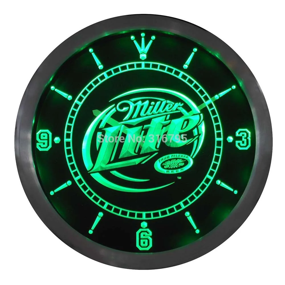 Nc0093 Miller Lite/Пиво бар неоновый светильник светодиодный настенные часы|wall clock|led wall