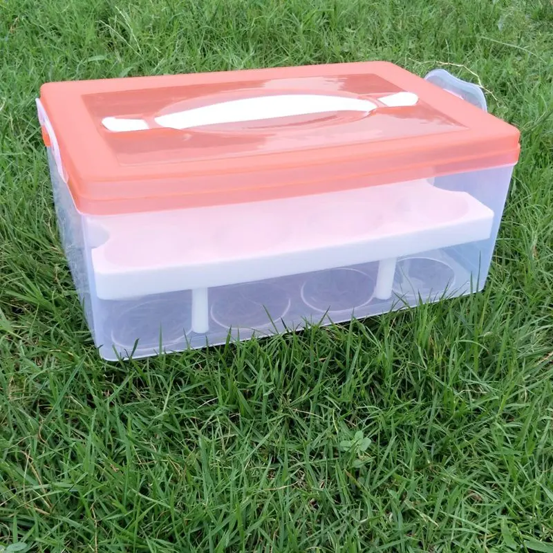 24 яйца коробка стеллаж для хранения коробки Органайзер удобный пищевой контейнер двухслойный Многофункциональный прочный хрустящий кухонные товары - Цвет: watermelon