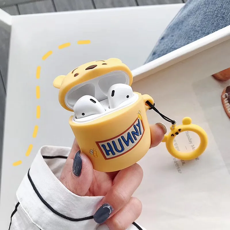 

Bluetooth Earphone Case for Airpods Protective Cover Bag Anti-lost Strap Cute Cartoon Silicone Charging box case Accessories