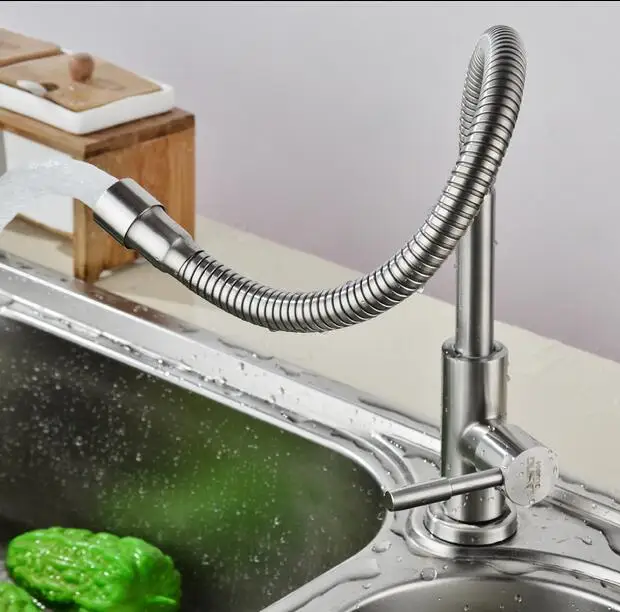 304 stainless steel kitchen faucet Vegetable Wash Basin Mixer Universal tube Tap 360 degree rotation Single