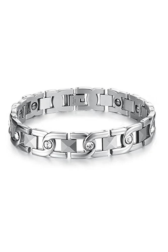 

Magnetically noble woman titanium silver bracelet