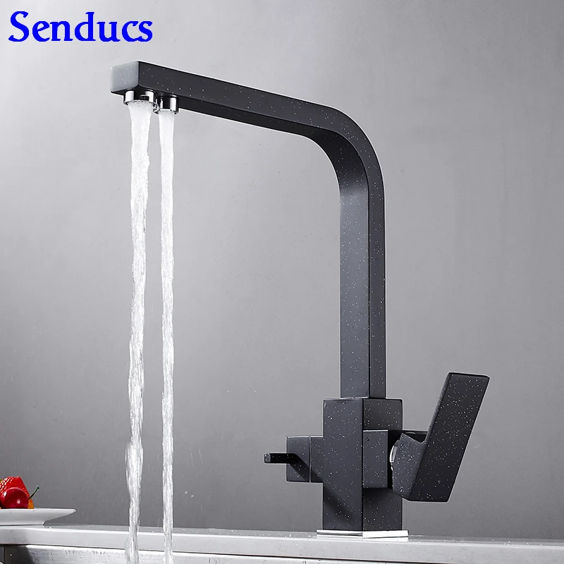 Senducs черный фильтр кухонный смеситель кран двойной ручной экономии воды домашний