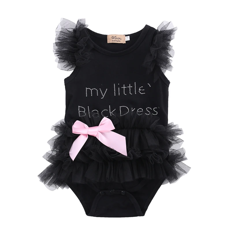 Pudcoco/Одежда для девочек; коллекция года; детское черное платье с вышивкой для маленьких девочек; боди; комбинезоны