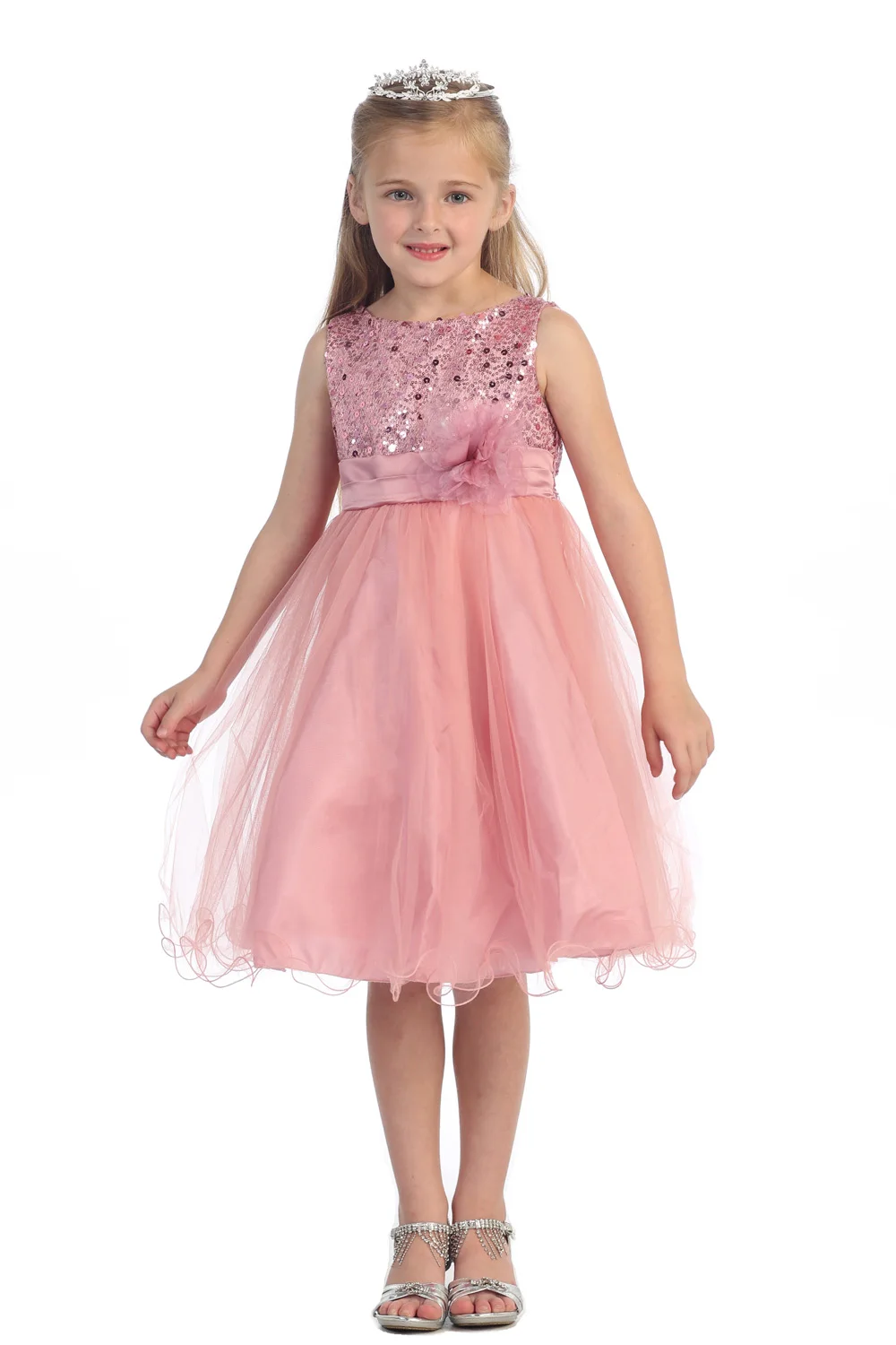 Flower Girls Dresses For Wedding Gowns Sequin Girl Birthday Party Dress Knee Length Kids Prom