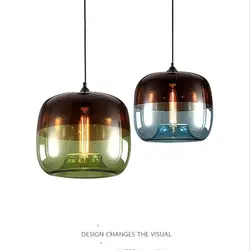 Скандинавское современное стеклянное Яблоко светодиодный подвесной светильник Радужный креативный минималистичный обеденный
