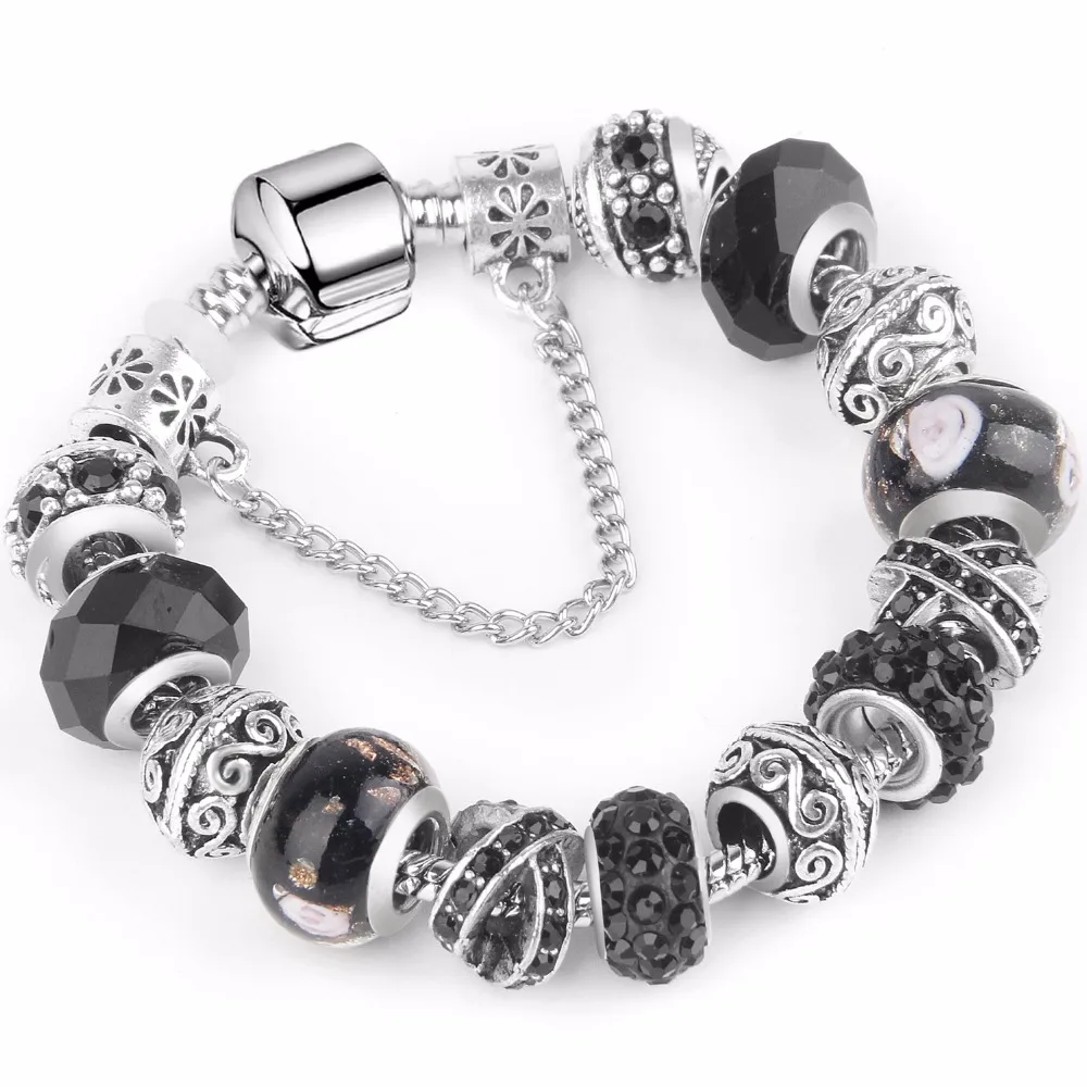 Ювелирные изделия европейский шарм браслеты для женщин 925 покрытием серебряные цепи браслеты& браслеты DIY ювелирные изделия