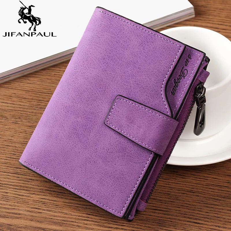 JIFANPAUL женский короткий кошелек с застежкой-молнией и отделением для карт, модный простой вместительный кошелек