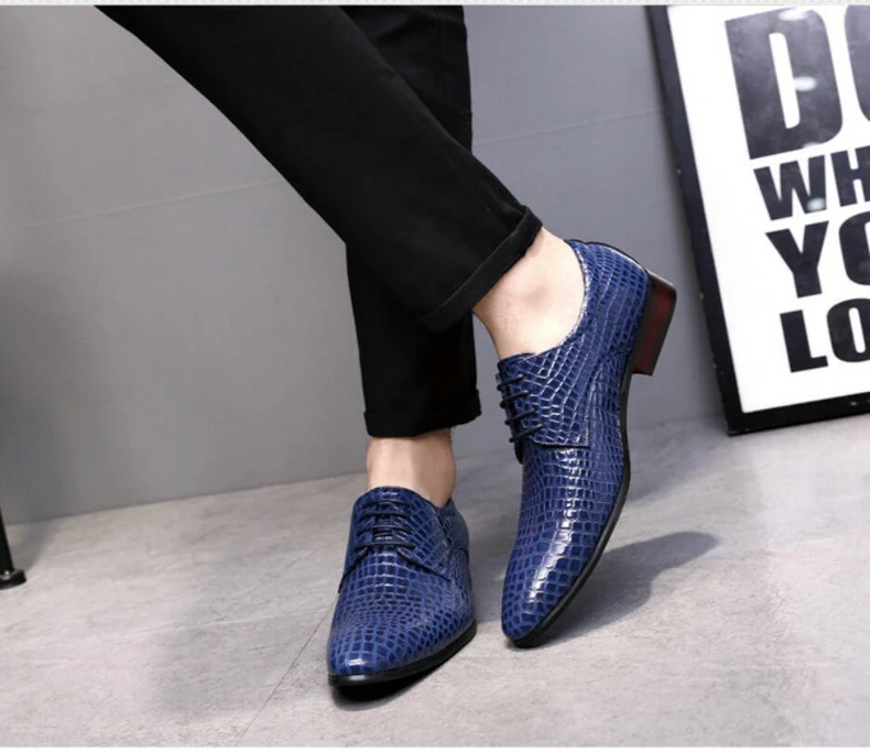 Mens Casual Shoe Formal Oxfords Mens Shoes Casual Mens Dress Shoes' Lace-up Crocodile Leather Oxford Shoes For Men Big Size 46 (1)