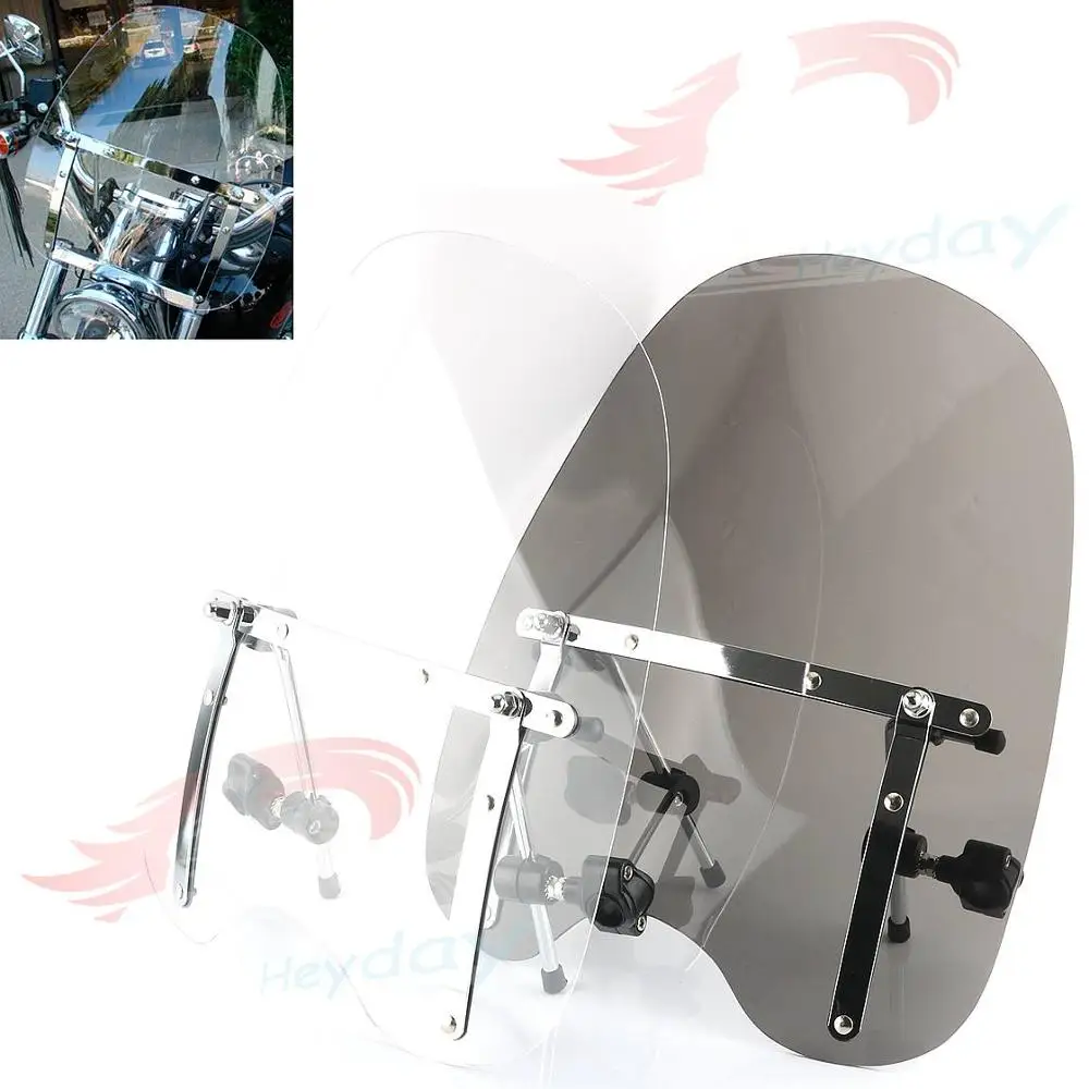 

7/8" and 1" Motorcycle Handlebars Adjustable Windscreen Windshield For Honda Shadow 125 400 5000 VT125 VT400 VT500 1983-2009 05