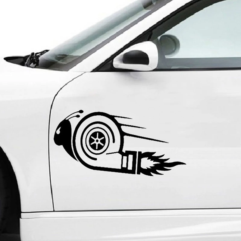 

15*7.5CM Cartoon Animal Car Stickers Angry Turbo Snail Race Car Styling Vinyl Decals