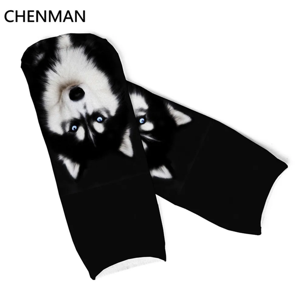 Прямая поставка, черные носки для собак с 3D принтом, повседневные Короткие Носки с рисунком, милые короткие носки для мужчин и женщин, хлопковые носки с рисунком черного хаски