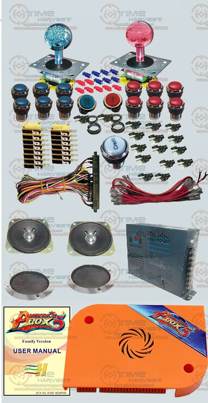 

Arcade parts Bundles kit With 960 in 1 Pandora Box 5 Game Board LED illuminated Joystick Chrome button Microswitch Jamma Harness