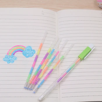 

1set(1pen+5refills) Korea creative stationery 0.7mm Neutral DIY highlighter pen Rainbow Pen school office supplies