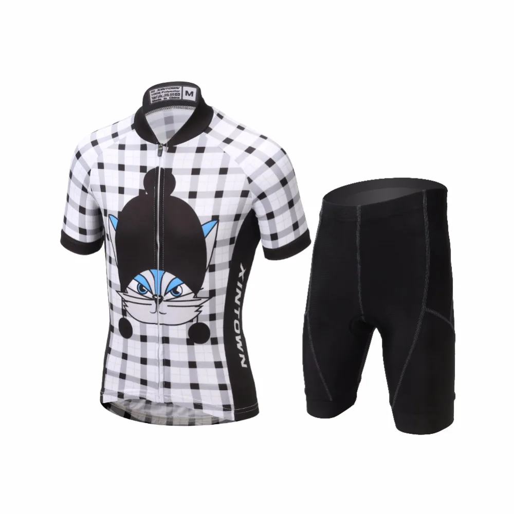 Amur Leopard Summer Grid Children Cycling Jersey Sets Padded Bike ...