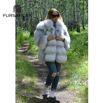 

FURSARCAR Luxury New Arrival Real Fox Fur Coat Women Genuine Natural Fox Fur Jacket Thick Warm Winter Coat With Fur Collar