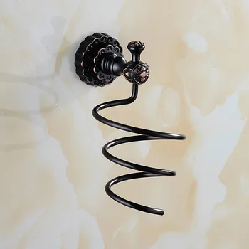 

Antique Carved Hair Dryer Holder Wall Mounted Hair Dryer Rack Black Luxury Hair Dryer Shelf Bathroom Accessories