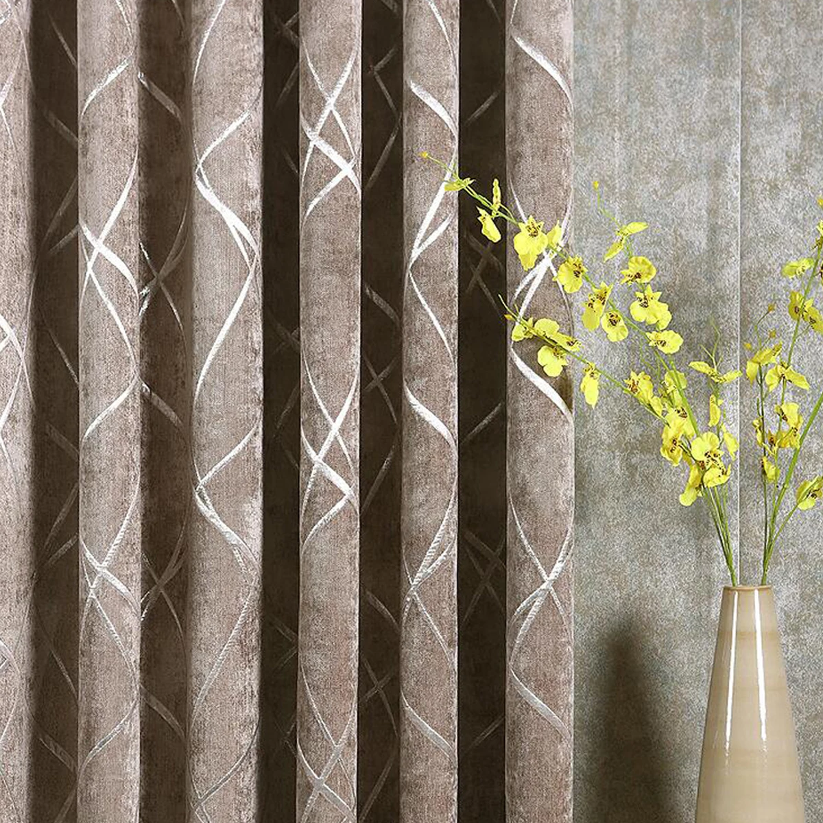 Жаккардовые шторы блэкаут коричневого цвета для гостиной шениль американские