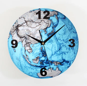 

Wall Clock Beautiful Blue Earth Solid EarthMap Of Fashion Creative Art Bell