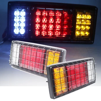 

Marlaa 2 pcs 40 Led Trailer Lights 12V LED Stop Rear Tail Light with Iron Net protection Turn Signal Brake Light Running Light