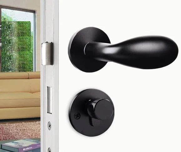 

Premintehdw Silver Black Mortise Interior Door Lock Set Egg Oval Handle