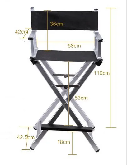Высокий алюминиевый каркас макияж художник директор стул складной уличная мебель легкий портативный складной директор макияж стул