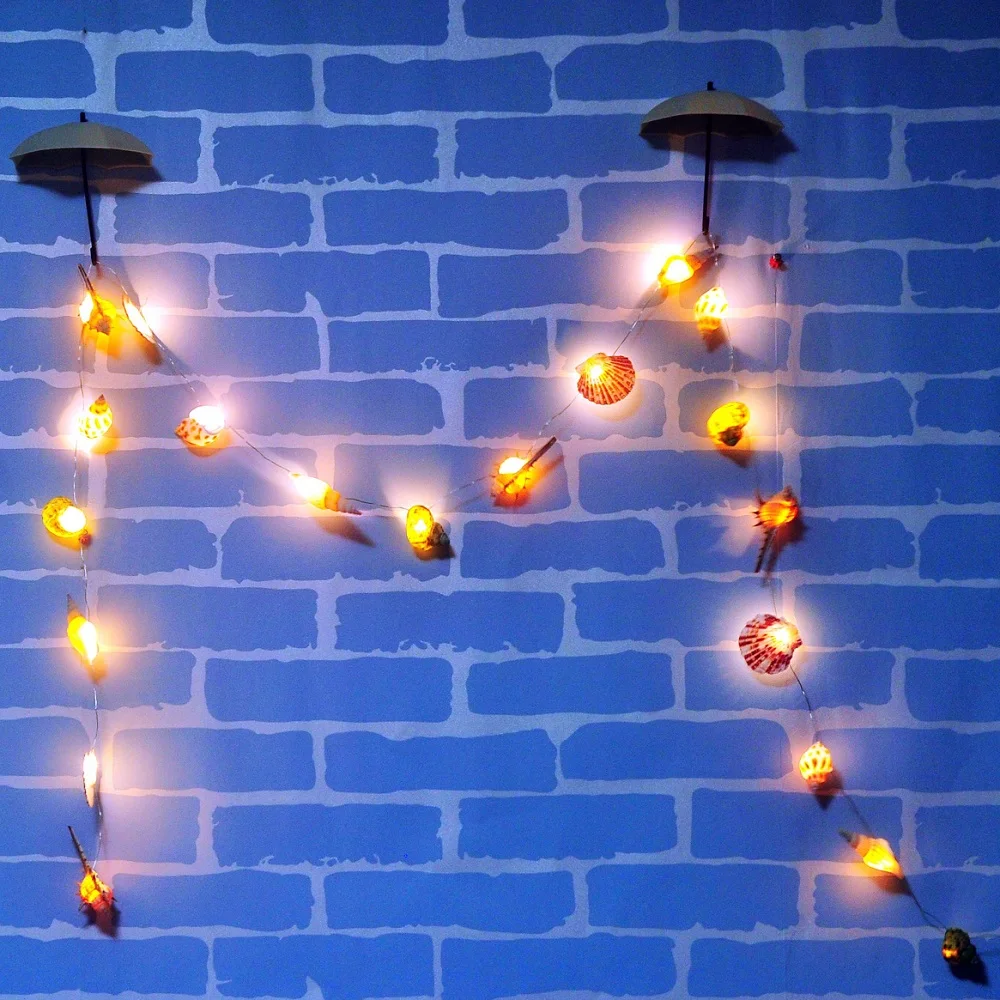 

Mediterranean Style LED String Light Natural Sea Shell Conch Handmade Creative Diy String Lights USB Led Lights Room Decoration
