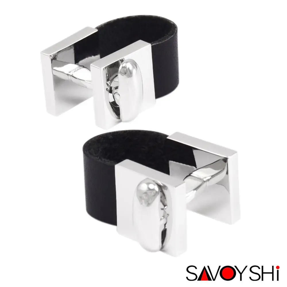 SAVOYSHI Leather Chain Cufflinks for Mens French Shirt Cuff bottons High Quality Black Cuff links Fashion Brand Men Jewelry Gift цена SAVOYSHI Leather Chain Cufflinks for Mens French Shirt Cuff bottons High Quality Black Cuff links Fashion Brand Men Jewelry Gift цены онлайн