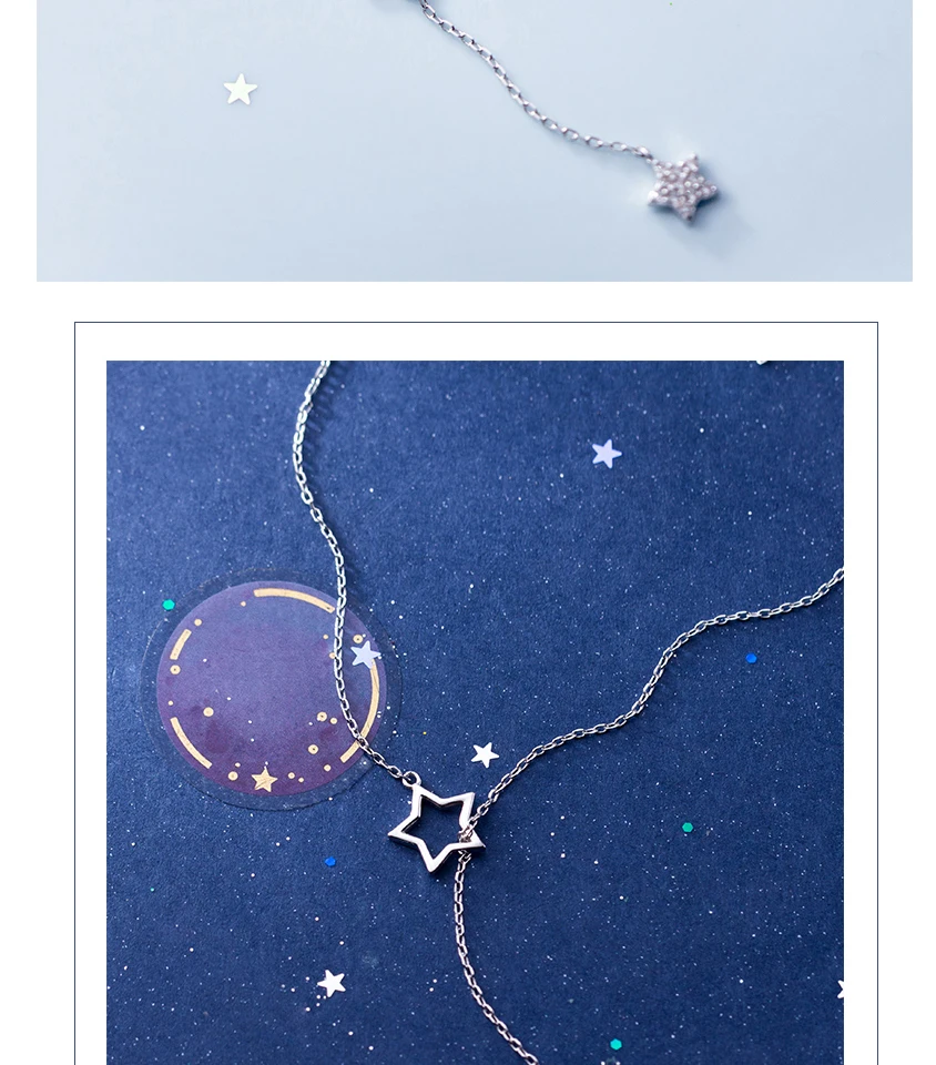 925 Sterling Silver Star Pendant Necklace Cubic Zirconia Micro Paved Fashion Jewely Sex Small Choker Necklaces For Women Girls (5)