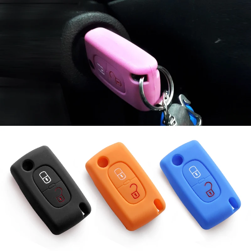 

For Peugeot 308 207 307 807 Expert Partner For Citroen C3 Picasso C4 Dispatch C8 Silicone Car 2 Buttons Key Cover Case Shell