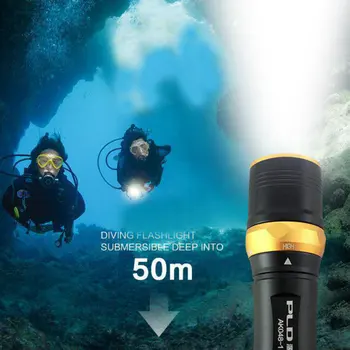 

Pailide Diving Flashlight aluminium alloy strong light far-range torch waterproof 50 meters led 18650 rechargeable battery torch