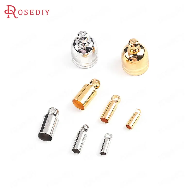 

20PCS inside 1.5MM 3MM 5.5MM 24K Gold Color Brass Leather Rope Wire Tassel Caps High Quality Diy Jewelry Findings Accessories