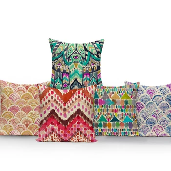 

Cover cushion Geometric Colorful Pillow Outdoor Cushion Linen Throw Pillows Folk-Custom Cushions Home Decor For Sofa Pillowcase