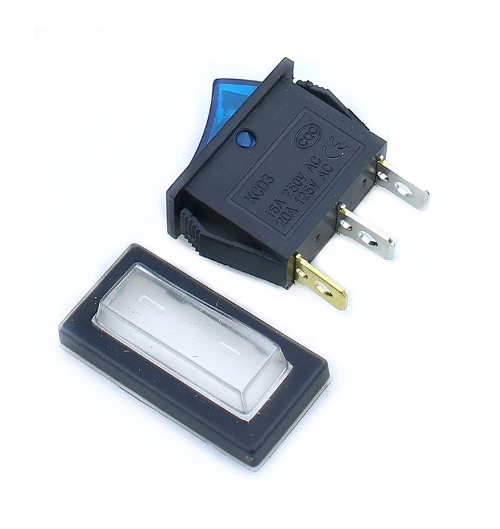 1PCS KCD3 Power switch 15A /20A 125V/250V  3 Pin  Rocker Switch White's Clear Silicone Waterproof Protect Cover Rectangle 