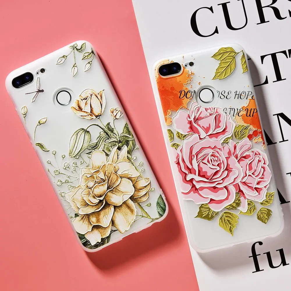 

TOMKAS 3D Relief Flower Phone Case For Honor 9 lite Soft Silicone Case Back Cover Case for Huawei P20 P10 lite NOVA 2 Case