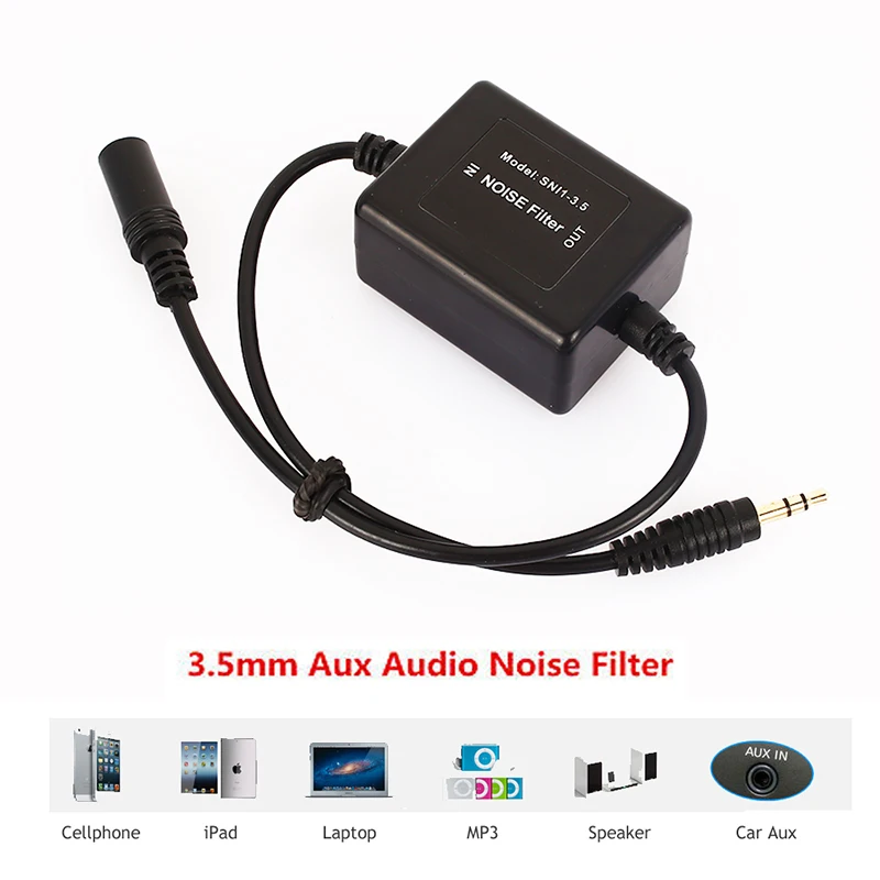 

Vehemo AUX Plug Noise Suppressor Filter Car Video Installation Audio Noise Filter Durable APS Ground Loop