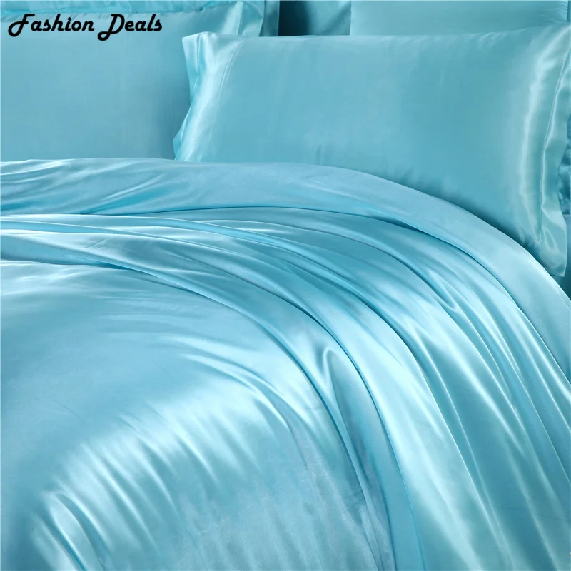 Home Textile Solid Silk Satin 4Pcs Queen/King Size Luxury Bedding Set Bedclothes Bed Linen Duvet Cover Set Bed Sheet Pillowcases Home Textile Solid Silk Satin 4Pcs Queen/King Size Luxury Bedding Set Bedclothes Bed Linen Duvet Cover Set Bed Sheet Pillowcases