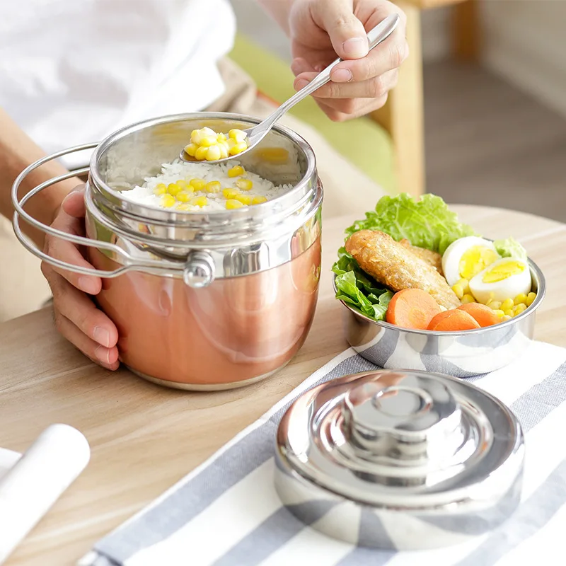 

1200ML Lunch Pail Food Container Stainless Steel 304 Lunch Box With Dinnerware Rice noodles Vacuum Insulated Bento Lunch Box