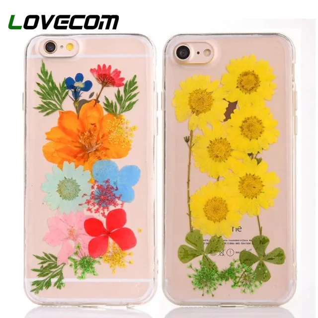 Special Offers LOVECOM DIY Natural Real Dried Flowers Phone Case For iPhone XS XR XS Max X 6 6S 7 Plus 5 5S SE Clear Soft TPU Back Cover Coque