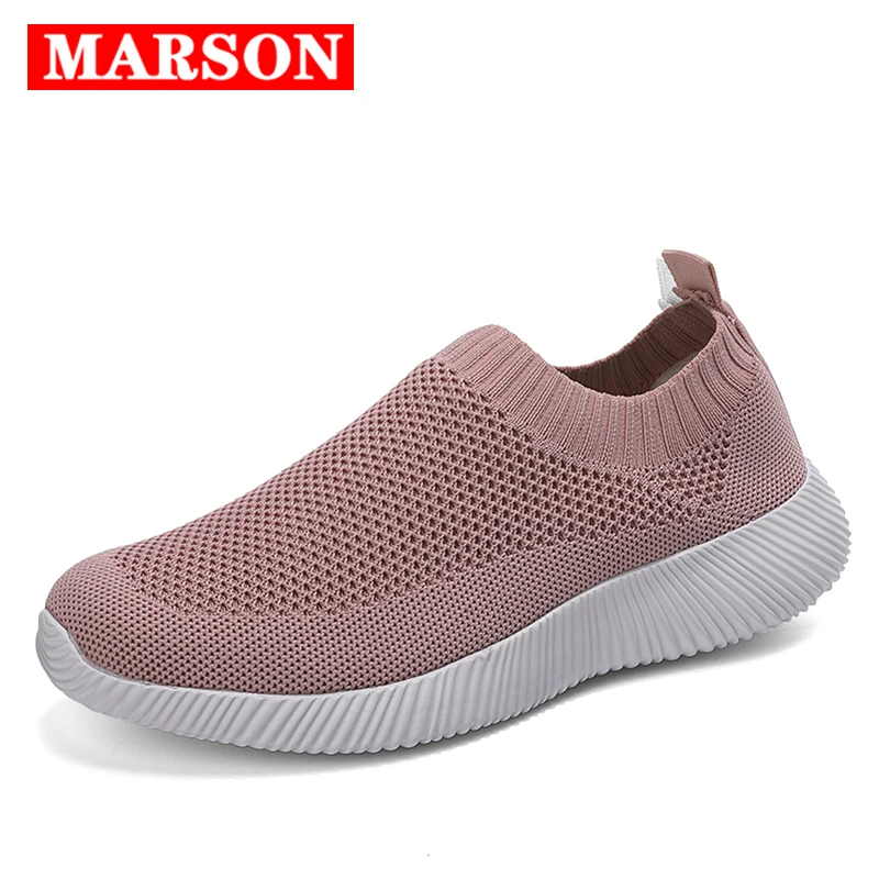 

MARSON Women casual Shoes Light Breathable Female Healthy Mesh Flats Ladies Running Anti-slip Walking Mother Sneakers Big Size